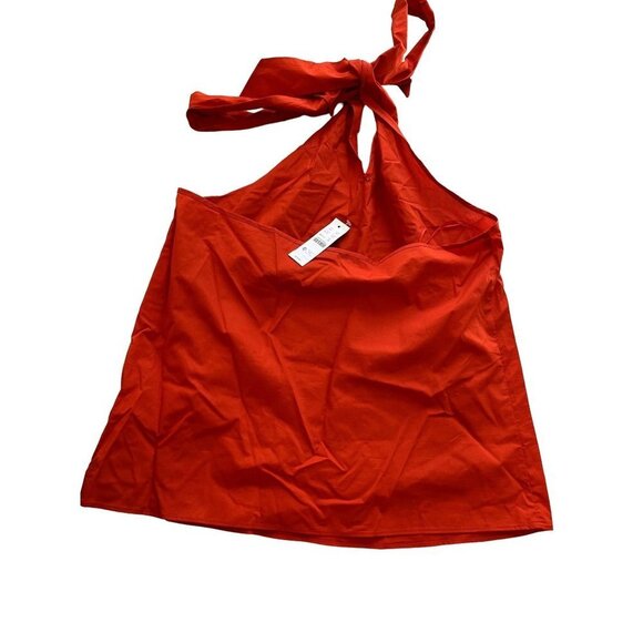 NWT J.Crew Organic Cotton Poplin Red Halter Top M - Picture 4 of 9